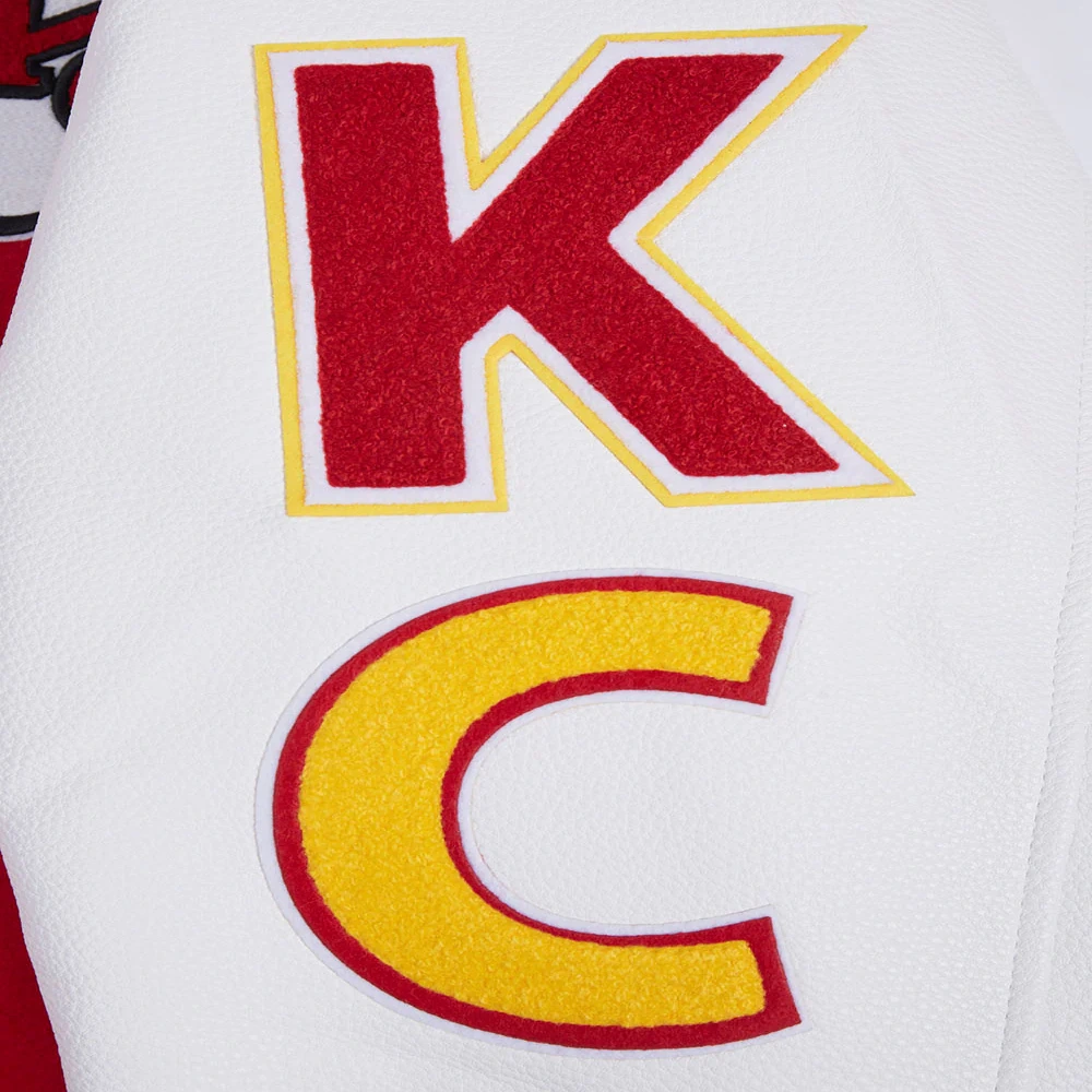 Kansas city chiefs pro standard script tail wool and leather varsity jacket 7