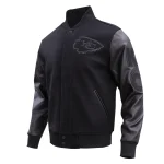 Kansas City Chiefs Triple Black Wool/Leather Jacket