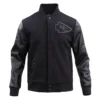 Kansas city chiefs pro standard triple black wool and leather varsity jacket 2