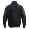 Kansas city chiefs pro standard triple black wool and leather varsity jacket 4