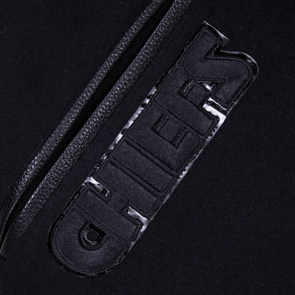 Kansas city chiefs pro standard triple black wool and leather varsity jacket 7