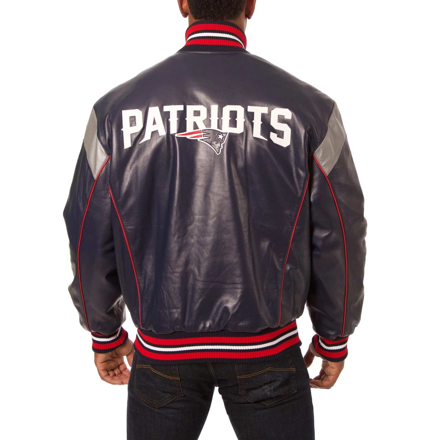 Kansas city chiefs real leather varsity jacket navy 1 1