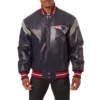 Kansas city chiefs real leather varsity jacket navy 1