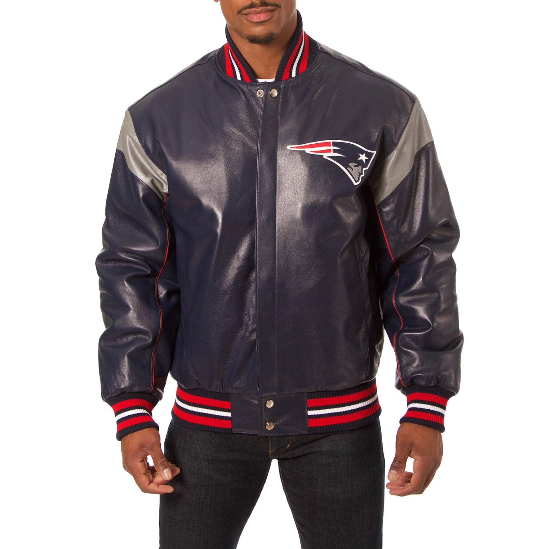 Kansas city chiefs real leather varsity jacket navy 1