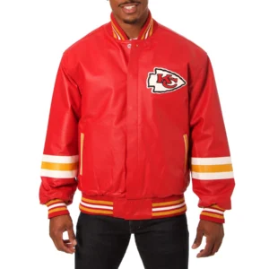 Kansas city chiefs real leather varsity jacket red 1