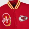Kansas city chiefs red grey full snap wool front detail