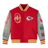 Kansas city chiefs red grey full snap wool jacket