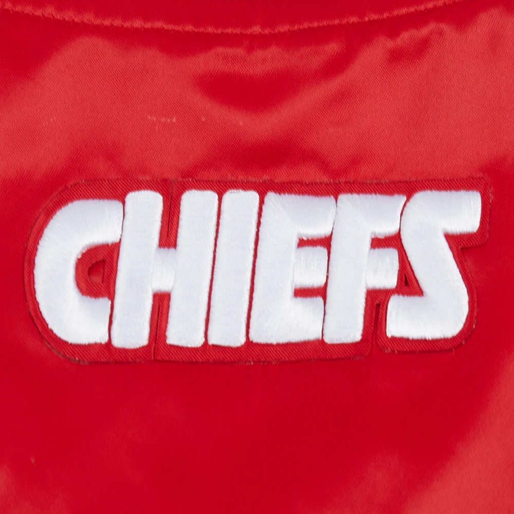 Kansas city chiefs script tail full snap satin jacket red 1