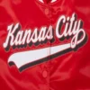 Kansas city chiefs script tail full snap satin jacket red 2