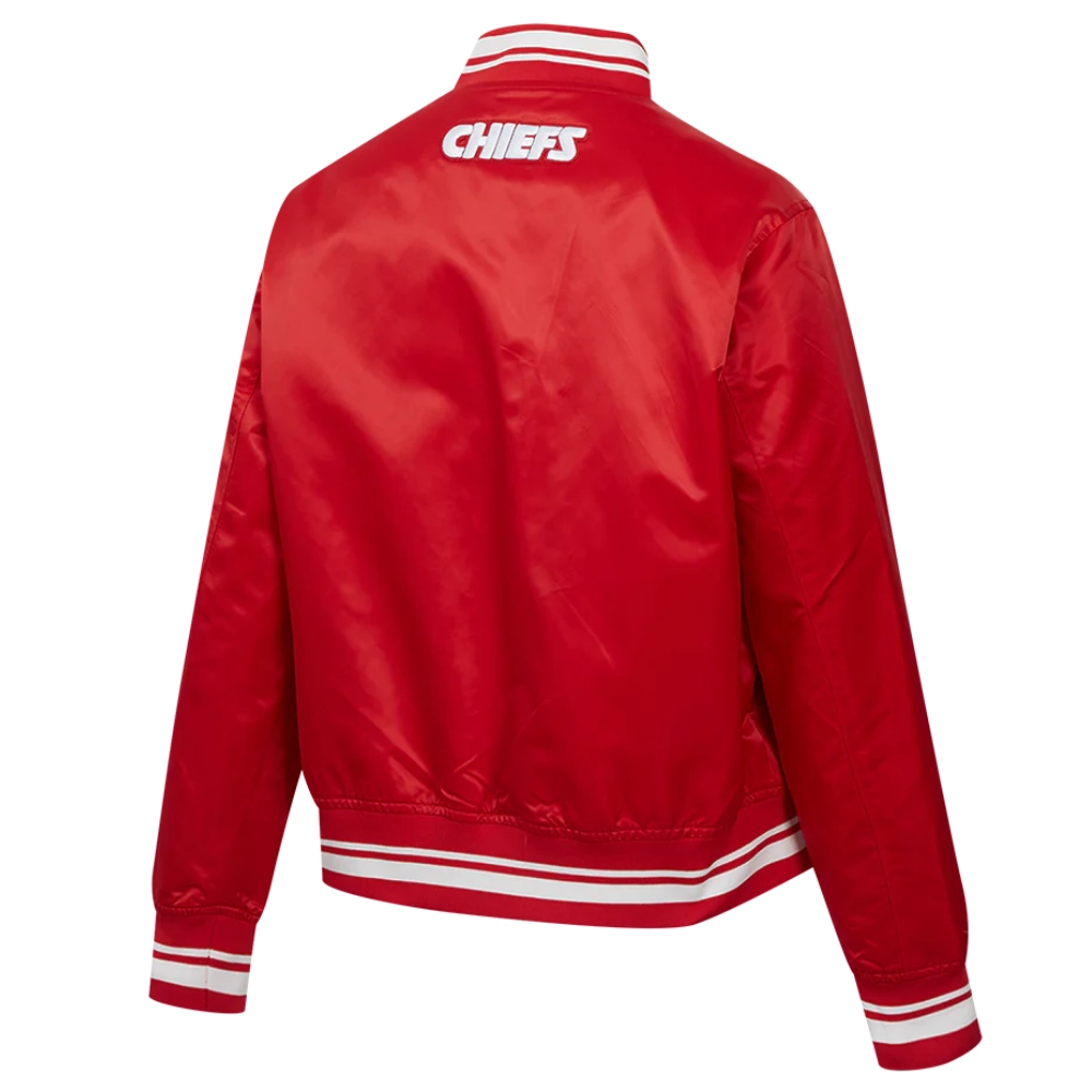 Kansas city chiefs script tail full snap satin jacket red 3