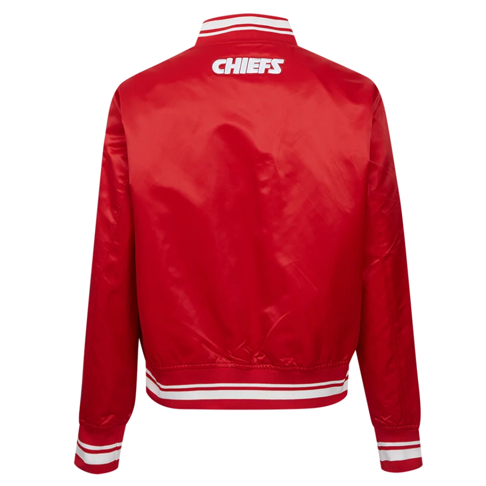 Kansas city chiefs script tail full snap satin jacket red 4