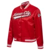 Kansas city chiefs script tail full snap satin jacket red 5