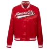 Kansas city chiefs script tail full snap satin jacket red 6