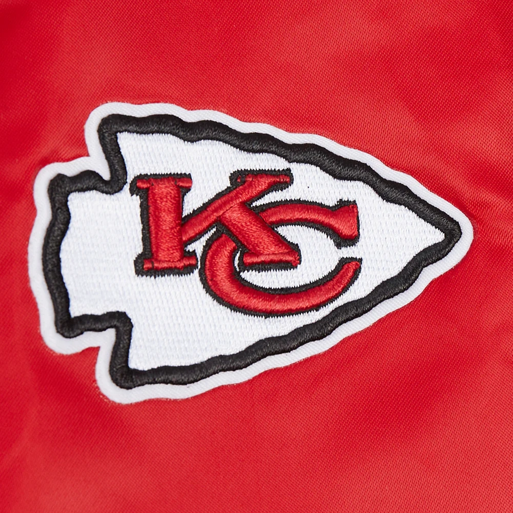 Kansas city chiefs script tail full snap satin jacket red