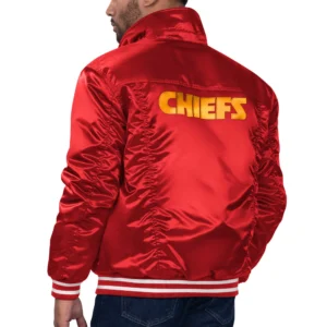 Kansas city chiefs silver tab trucker varsity satin jacket red 1 1