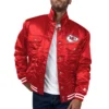 Kansas city chiefs silver tab trucker varsity satin jacket red 1