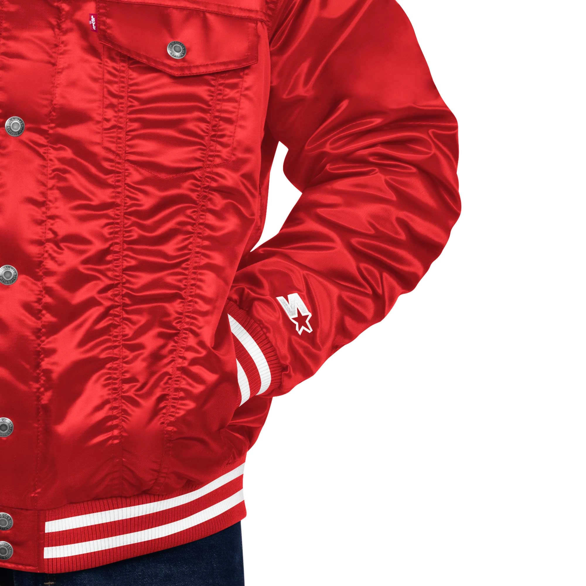 Kansas city chiefs silver tab trucker varsity satin jacket red 2 1