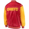 Kansas city chiefs starter enforcer red yellow satin varsity jacket 3