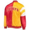 Kansas city chiefs starter leader red and yellow satin varsity jacket 2