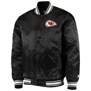Kansas city chiefs starter locker room black satin varsity jacket 1