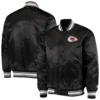 Kansas city chiefs starter locker room black satin varsity jacket 4
