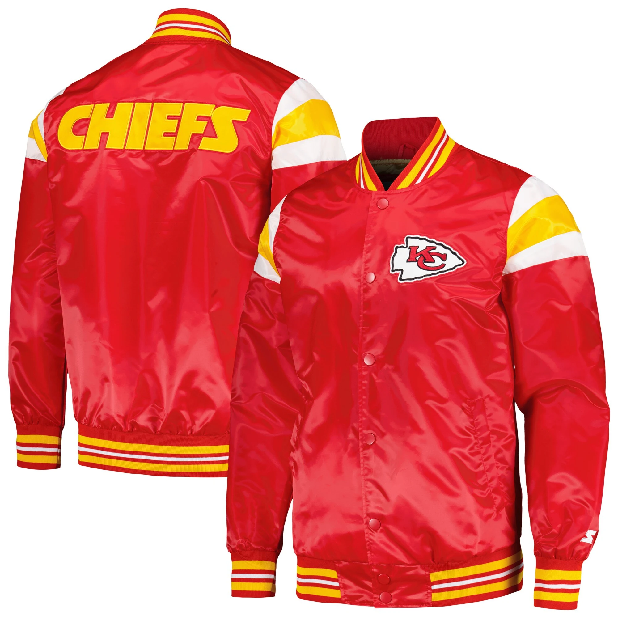 Kansas city chiefs starter red satin varsity jacket 3