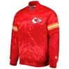 Kansas city chiefs starter red the pick and roll satin varsity jacket 1
