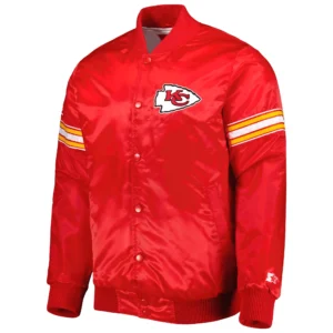 Kansas city chiefs starter red the pick and roll satin varsity jacket 1