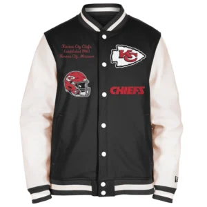 Kansas city chiefs third down 20 full snap varsity jacket black white 1
