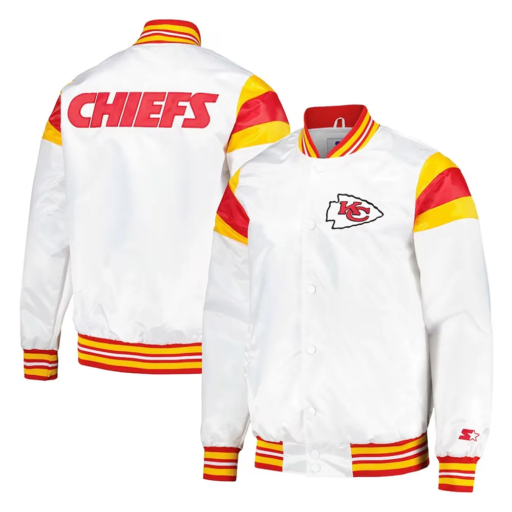 Kansas city chiefs white varsity jacket