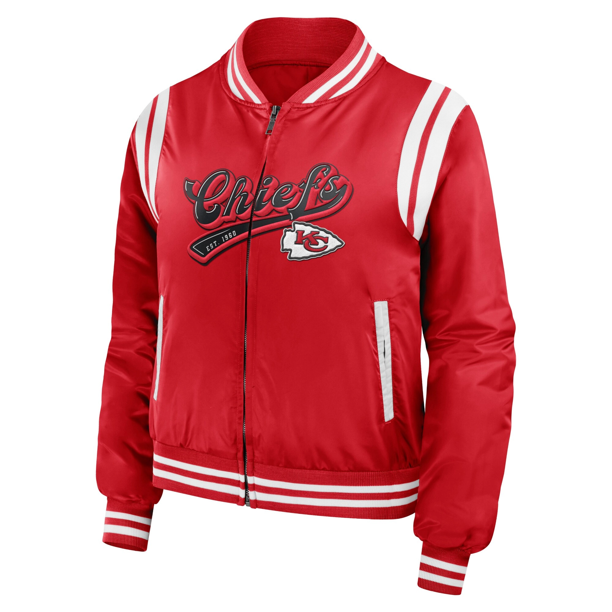 Kansas city chiefs womens full zip bomber varsity jacket red 1 1
