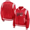 Kansas city chiefs womens full zip bomber varsity jacket red 1