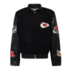 Kansas city chiefs wool leather varsity jacket black 1