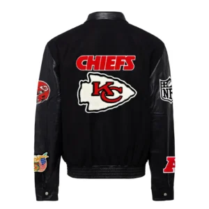 Kansas city chiefs wool leather varsity jacket black 2