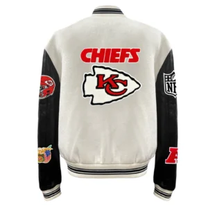 Kansas city chiefs wool leather varsity jacket white black 1