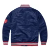 Kansas city classic ribbed knitted satin varsity jacket navy 1 1