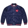 Kansas city heart full snap satin varsity jacket navy 1