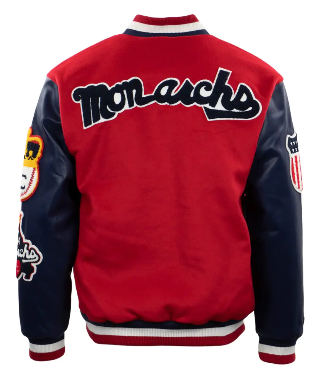Kansas city monarchs vintage red navy wool leather varsity jacket 2