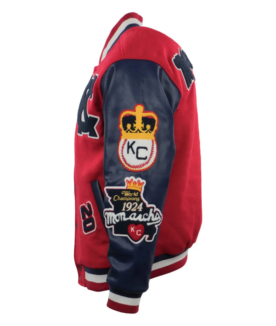 Kansas city monarchs vintage red navy wool leather varsity jacket 3