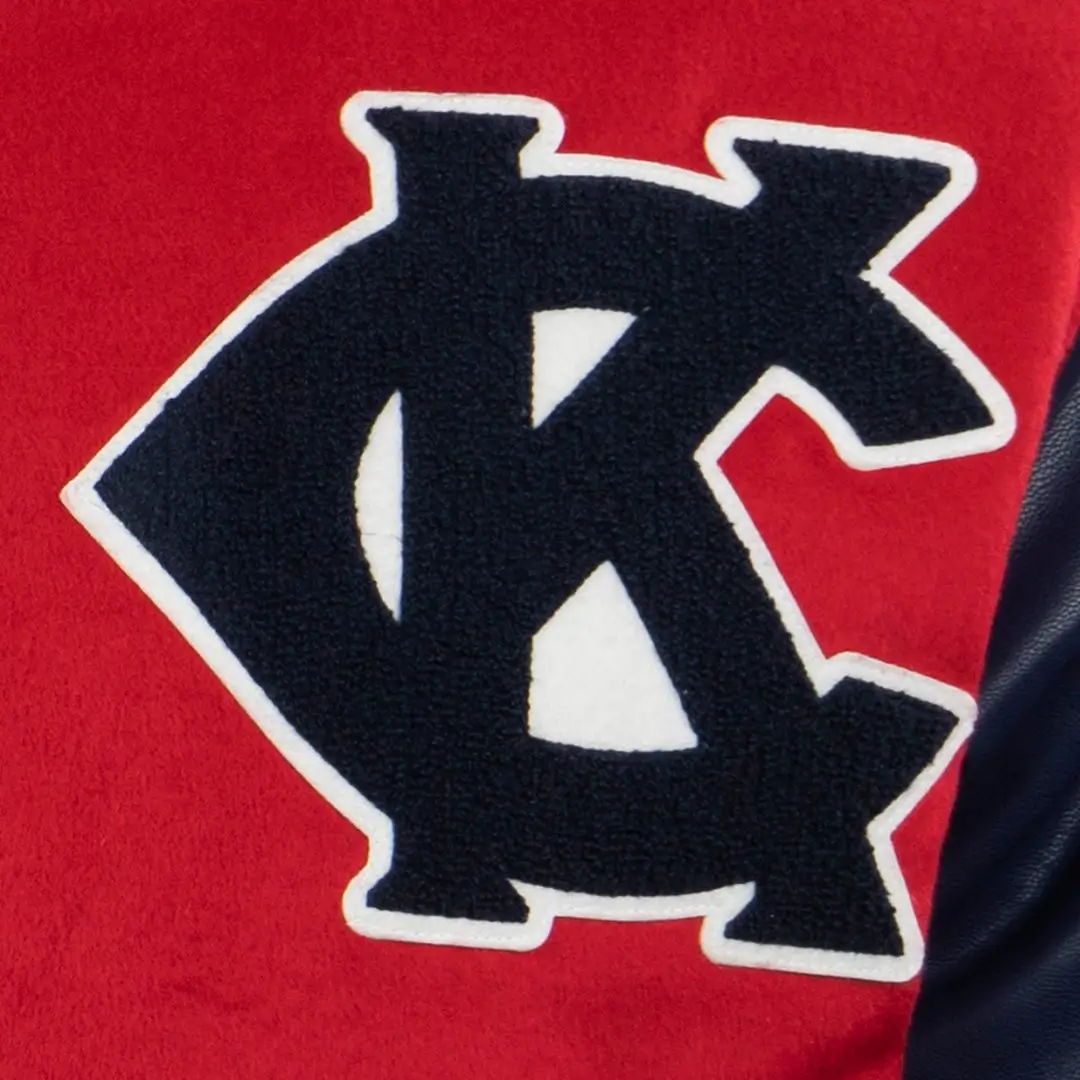 Kansas city monarchs vintage red navy wool leather varsity jacket 5