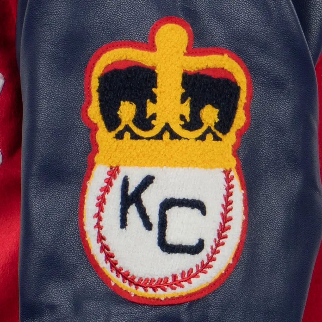Kansas city monarchs vintage red navy wool leather varsity jacket 6