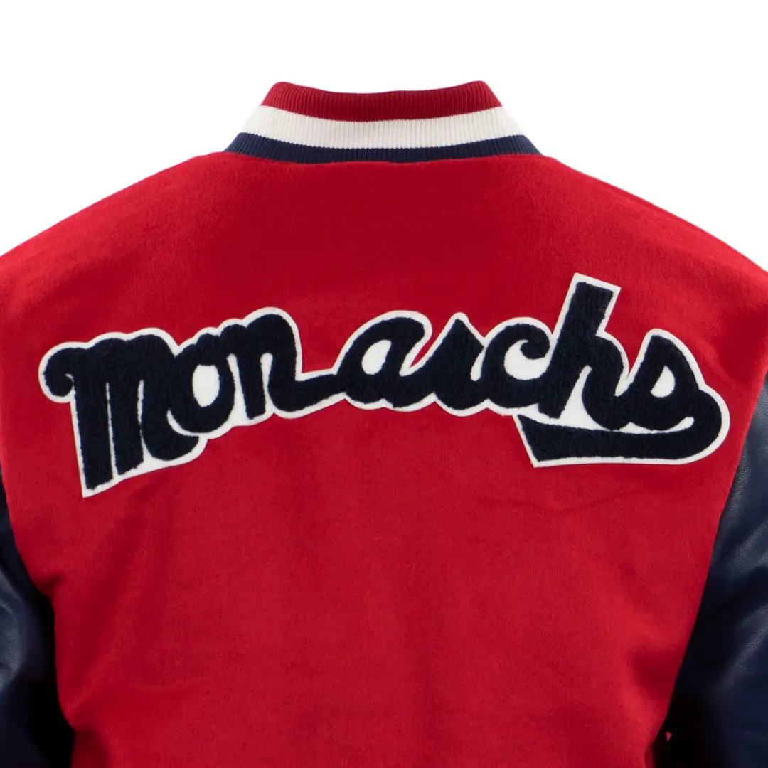 Kansas city monarchs vintage red navy wool leather varsity jacket 8