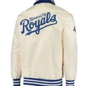 Kansas city royals captain satin varsity jacket cream 2