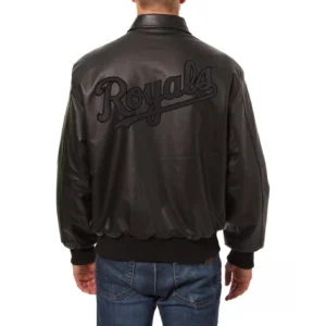 Kansas city royals full leather bomber varsity jacket black 1