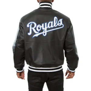 Kansas city royals full real leather varsity jacket black 2