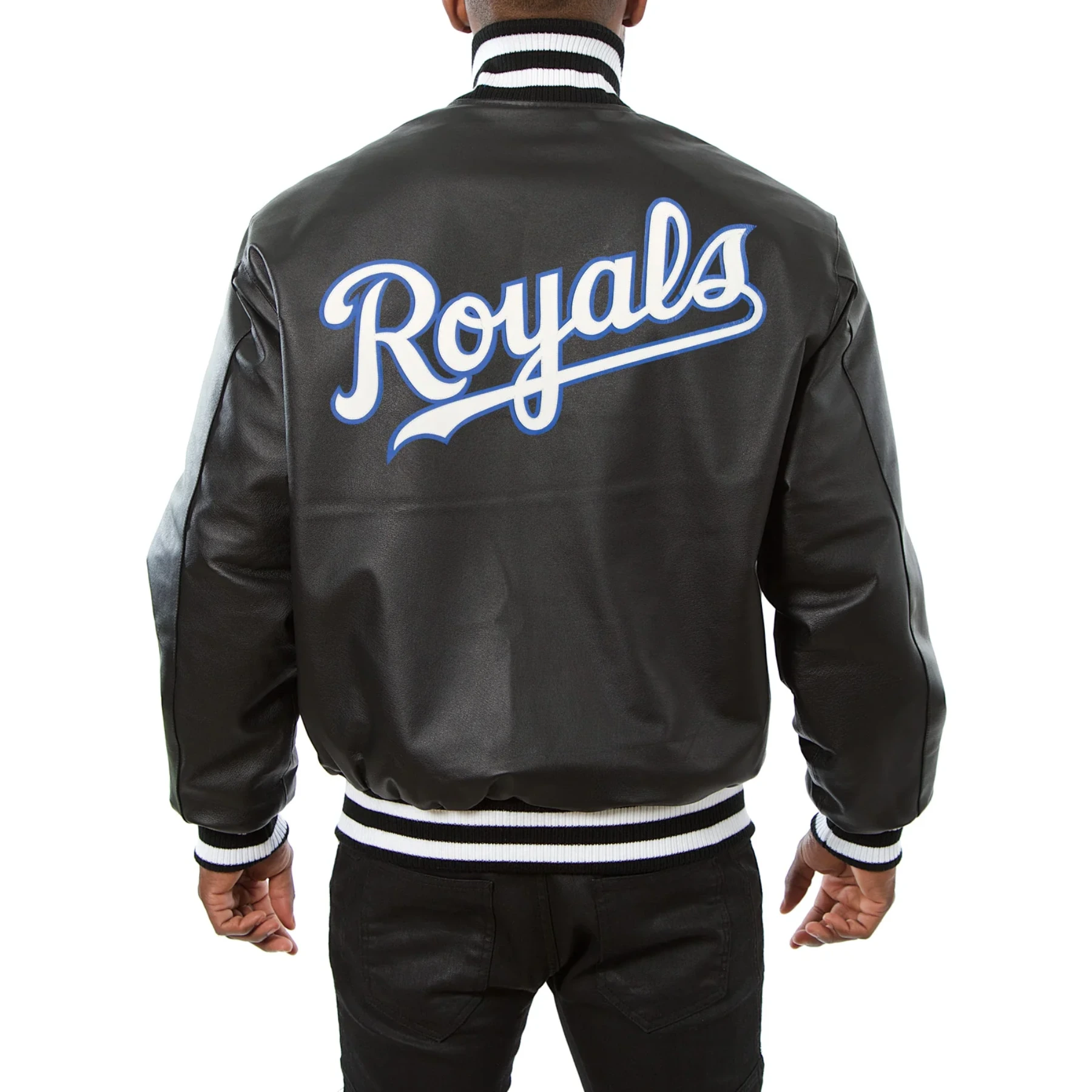 Kansas city royals full real leather varsity jacket black 2