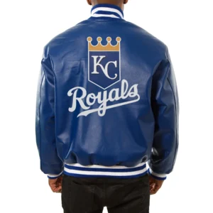 Kansas city royals full real leather varsity jacket blue 2