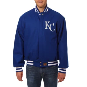 Kansas city royals handcrafted logo wool jacket blue 1