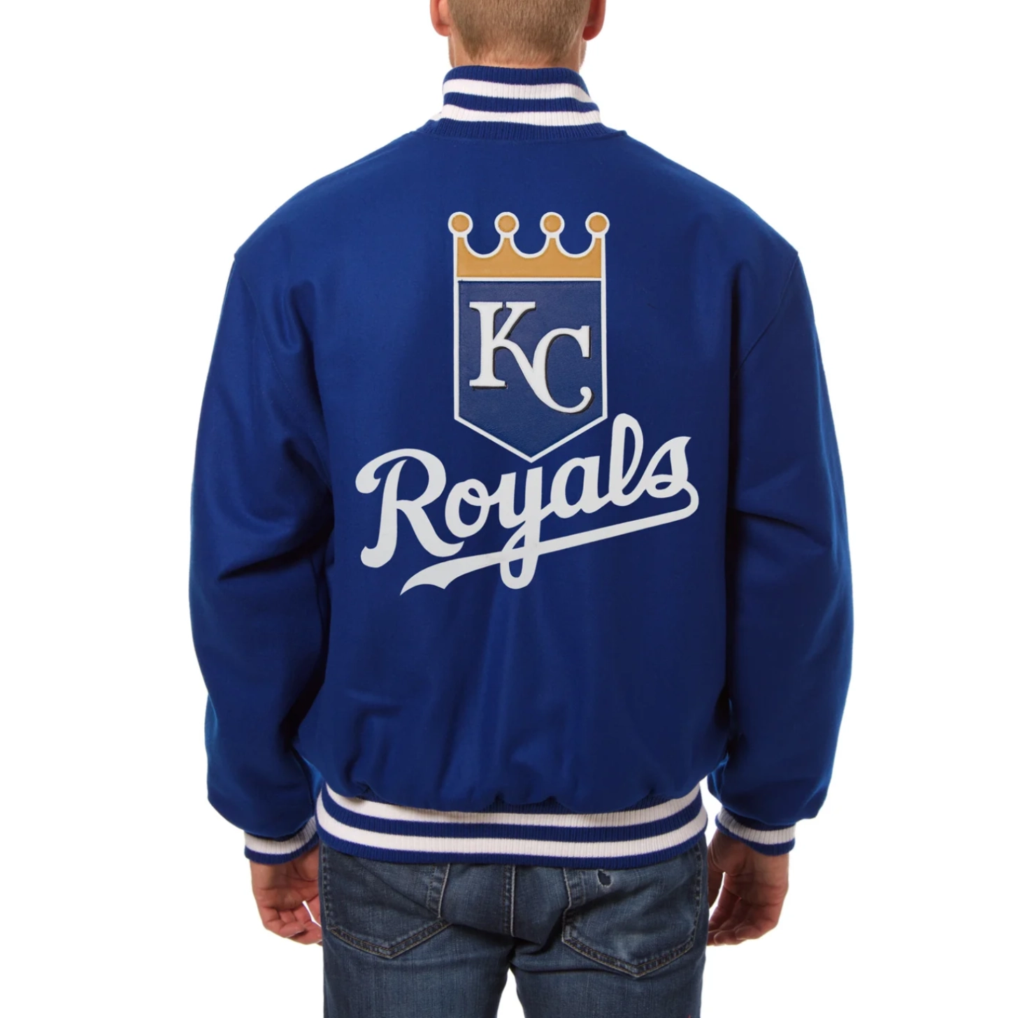 Kansas city royals handcrafted logo wool jacket blue 2