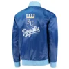 Kansas city royals the ambassador full snap satin varsity jacket blue 1